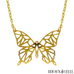 Collier papillon doré style origami en acier inoxydable