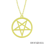 Collier à pendentif pentagramme satanique doré en acier inoxydable