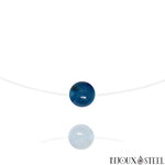 Collier à perle d'agate bleue 10mm en pierre naturelle teintée sur fil nylon