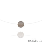 Collier à perle d'agate grise 10mm en pierre naturelle sur fil de nylon translucide