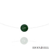 Collier à perle d'agate mousse 10mm en pierre naturelle sur son fil de nylon ajustable et translucide