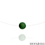 Collier à perle d'agate verte 10mm en pierre naturelle teintée et son fil de nylon