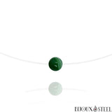 Collier à perle d'agate verte 8mm en pierre naturelle teintée et son fil de nylon