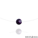 Collier à perle d'agate violette teintée 10mm en pierre naturelle sur fil de nylon