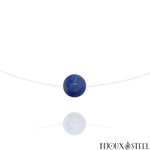 Collier fil de nylon à perle d'aventurine bleue 10mm