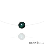 Collier à perle d'obsidienne oeil céleste 10mm en pierre naturelle sur fil nylon