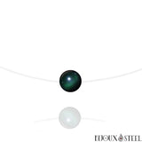 Collier à perle d'obsidienne oeil céleste 10mm en pierre naturelle sur fil nylon