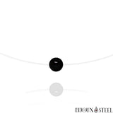 Collier fil de nylon et sa perle d'onyx noir 8mm en pierre naturelle