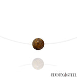 Collier à perle de jaspe éléphant 10mm en pierre naturelle sur fil nylon translucide