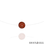Collier à perle de jaspe rouge 10mm sur son fil de nylon