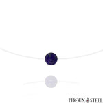 Collier à perle de lapis lazuli 8mm en pierre naturelle sur fil de nylon