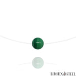 Collier fil de nylon à perle de malachite 10mm en pierre naturelle 