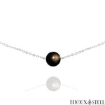 Collier argenté à perle d'obsidienne oeil céleste arc-en-ciel 10mm en acier inoxydable