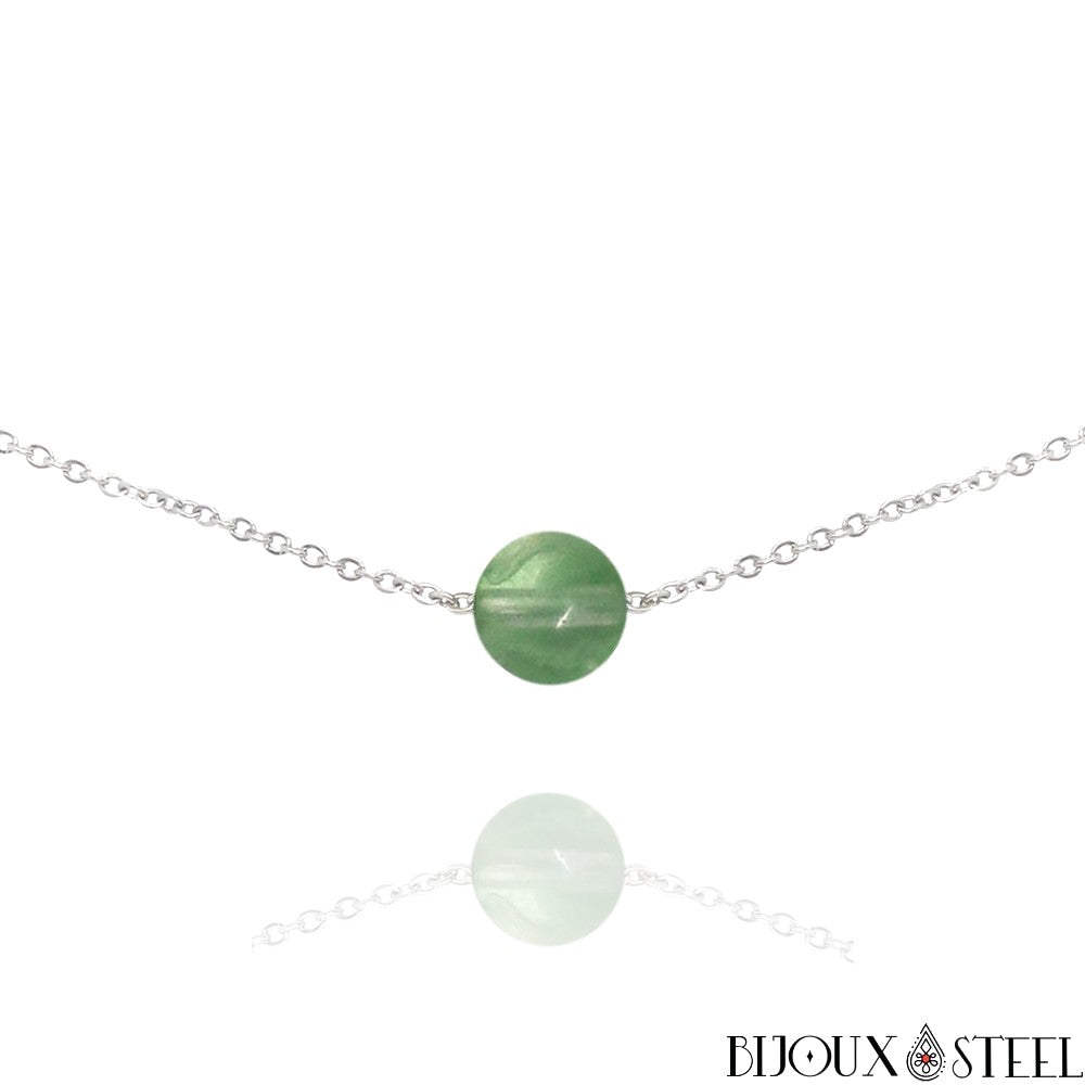 Collier En Pierre Fluorite Verte - Perles Roulées Naturelles - Naturosphère