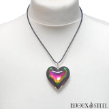 Collier cœur en verre multicolore pour femmes