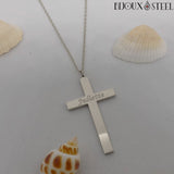Collier croix chrétienne argentée personnalisée en acier inoxydable