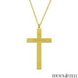 Collier croix dorée personnalisable en acier inoxydable