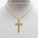 Collier croix dorée personnalisée à prénom en acier inoxydable