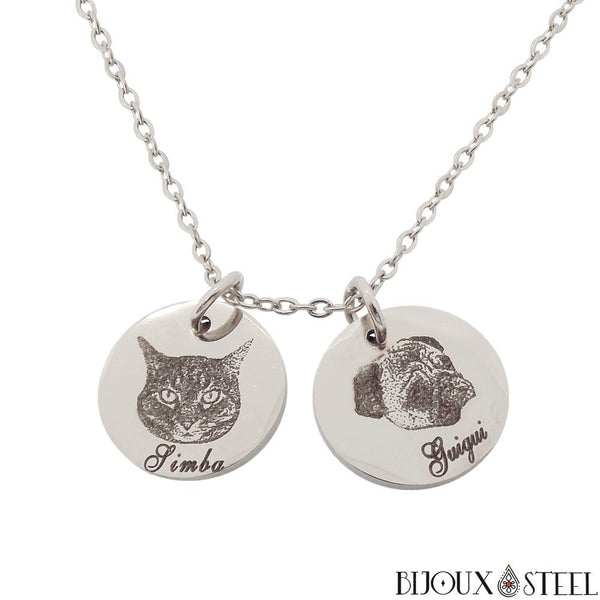 Collier avec médaillon photo personnalisé | Pendentif rectangulaire ou cœur Gravure photo et texte au dos en acier inoxydable pour homme ou femme | Photogravure Collier avec médaillon photo personnalisé | Pendentif rectangulaire ou cœur Gravure photo et texte au dos en acier inoxydable pour homme ou femme | Photogravure