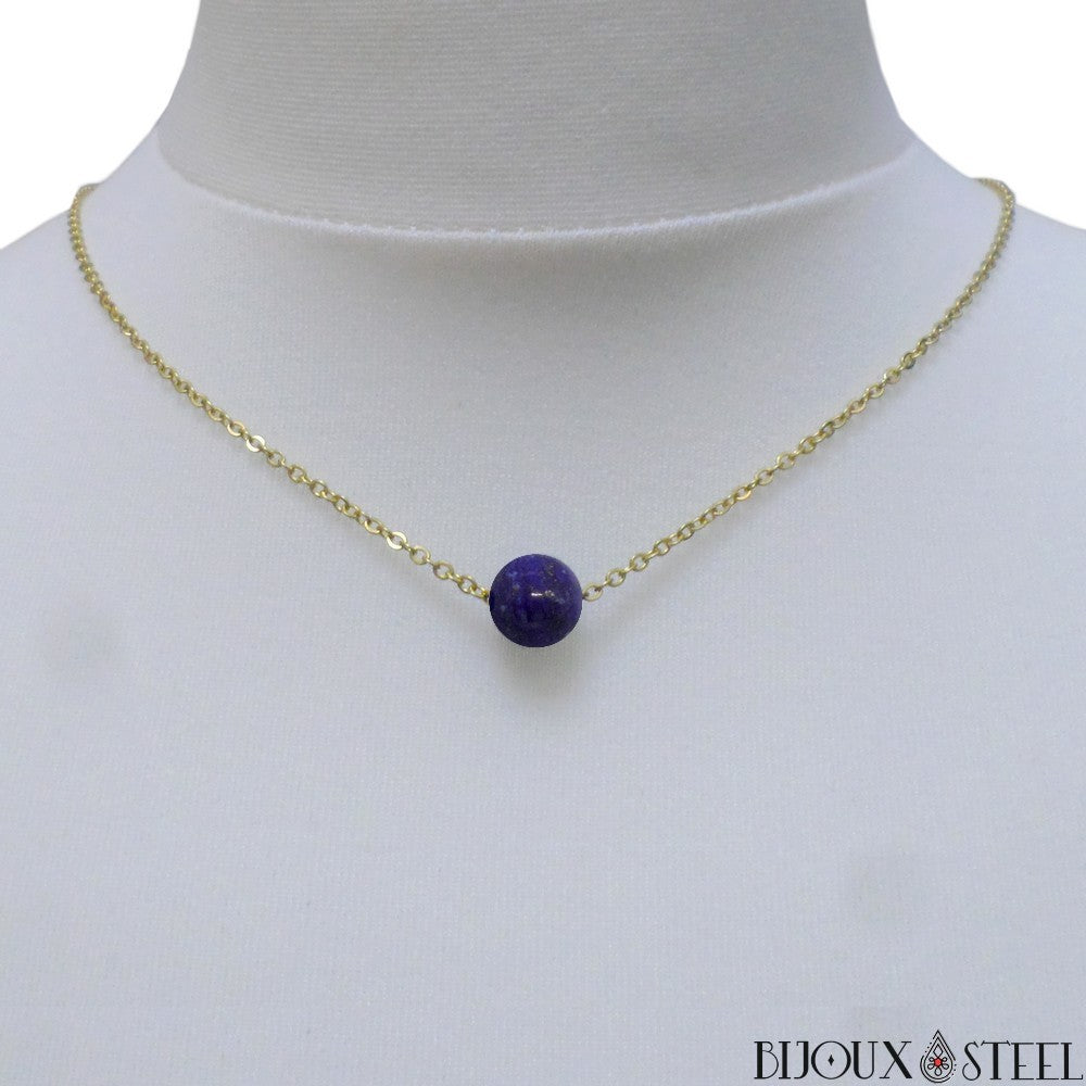 Création perle et bijou GENERIQUE Collier 10 perles Lapis Lazuli du Création perle et bijou GENERIQUE Collier 10 perles Lapis Lazuli du