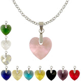 Colliers à pendentifs cœurs en verre onze coloris et leur chaîne argentée en acier chirurgical