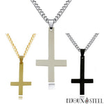 Colliers à pendentifs croix inversées trois coloris en acier chirurgical