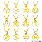 Colliers à pendentifs douze signes du zodiaque dorés en acier chirurgical