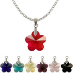 Colliers à pendentifs fleurs en verre sept couleurs et chaîne argentée en acier inoxydable