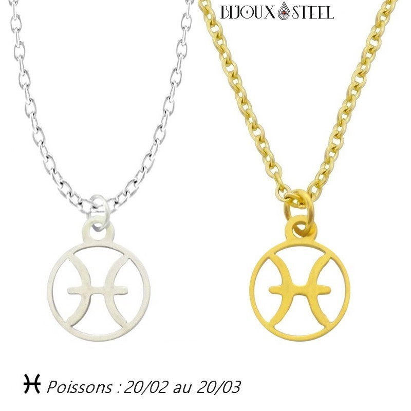 Pendentif Gémeaux Acier Inoxydable - Double étoile Signe Zodiacal