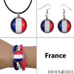 Parure bijoux à drapeau de la France