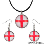 Parure à boucles d'oreilles pendantes et collier drapeau de l'Angleterre