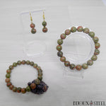 Parure bracelets de perles en pierre d'unakite 