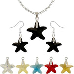 Parure boucles d'oreilles pendantes et colliers à pendentifs étoiles de mer en verre six couleurs