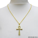 Pendentif croix égyptienne ou croix de vie dorée et sa chaîne