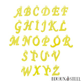 Pendentifs lettres initiales dorées pour bagues ajustables à pendentif en acier inoxydable