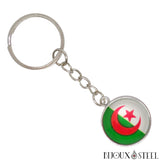 Porte-clés à chaîne argentée drapeau de l'Algérie