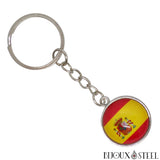 Porte-clés à chaîne argentée drapeau de l'Espagne