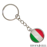 Porte-clés à chaîne argentée drapeau de l'Italie
