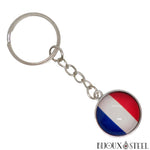 Porte-clés à chaîne argentée drapeau de la France