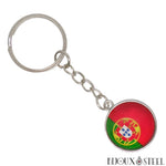 Porte-clés à chaîne argentée drapeau du Portugal