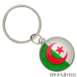 Porte-clés argenté à drapeau de l'Algérie