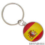 Porte-clés argenté à drapeau de l'Espagne
