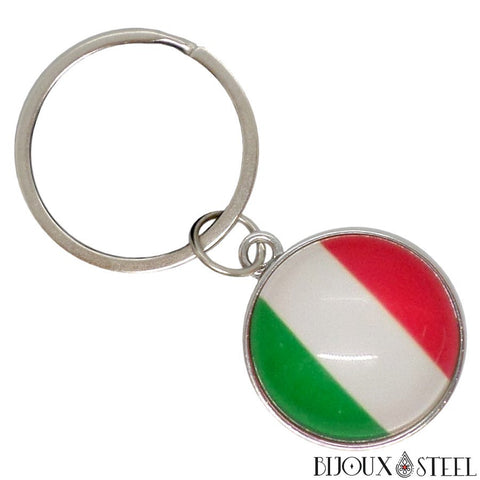 Porte-clés argenté à drapeau de l'Italie