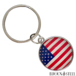 Porte-clés argenté à drapeau des Etats-Unis