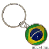 Porte-clés argenté à drapeau du Brésil