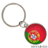 Porte-clés argenté à drapeau du Portugal