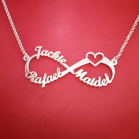 Custom4U Collier Cœur Personnalisé 2-7 Prénoms - Pendentif Gravé Acier Inoxydable