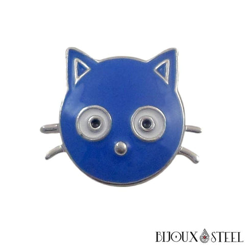 Bouton pression à tête de chat bleue pour bijoux interchangeables