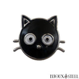 Bouton pression à tête de chat noire pour bijoux interchangeables