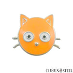 Bouton pression à tête de chat orange pour bijoux interchangeables